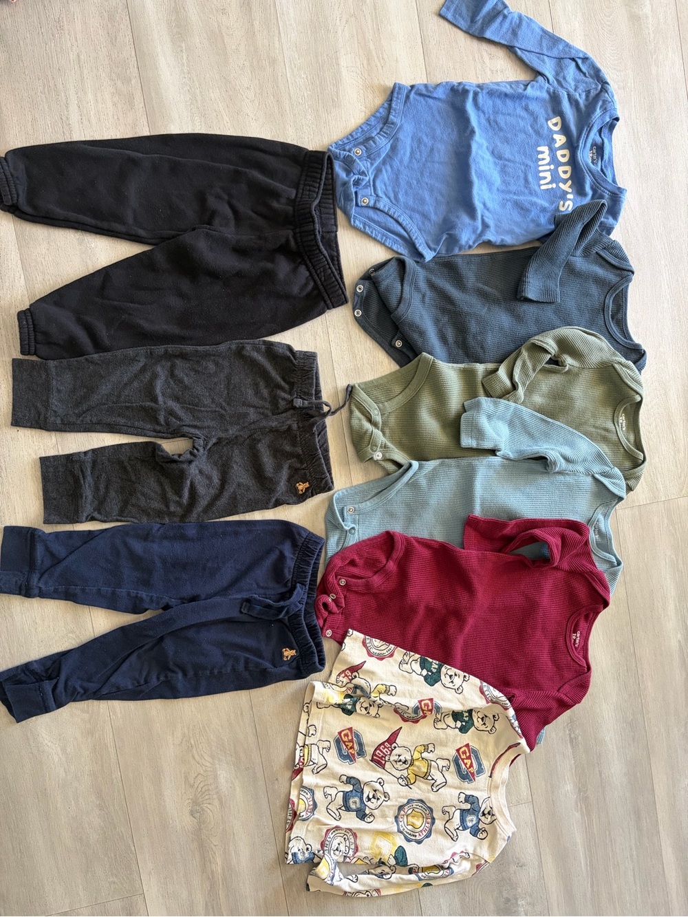 Baby Boys Multi Long Sleeve Onesies & Pants Set - Blue, Green, Red, Navy, Gray